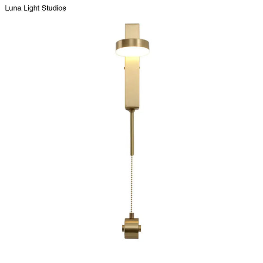 Minimalist L-Shaped Led Wall Sconce With Pull Chain For Living Room Lighting
