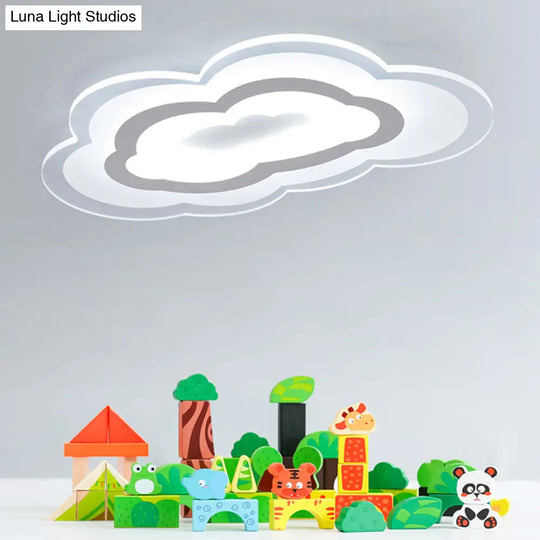 Minimalist Led Acrylic Cloud Flush-Mount Light Fixture - White Ceiling Lighting