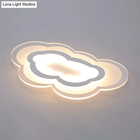 Minimalist Led Acrylic Cloud Flush-Mount Light Fixture - White Ceiling Lighting