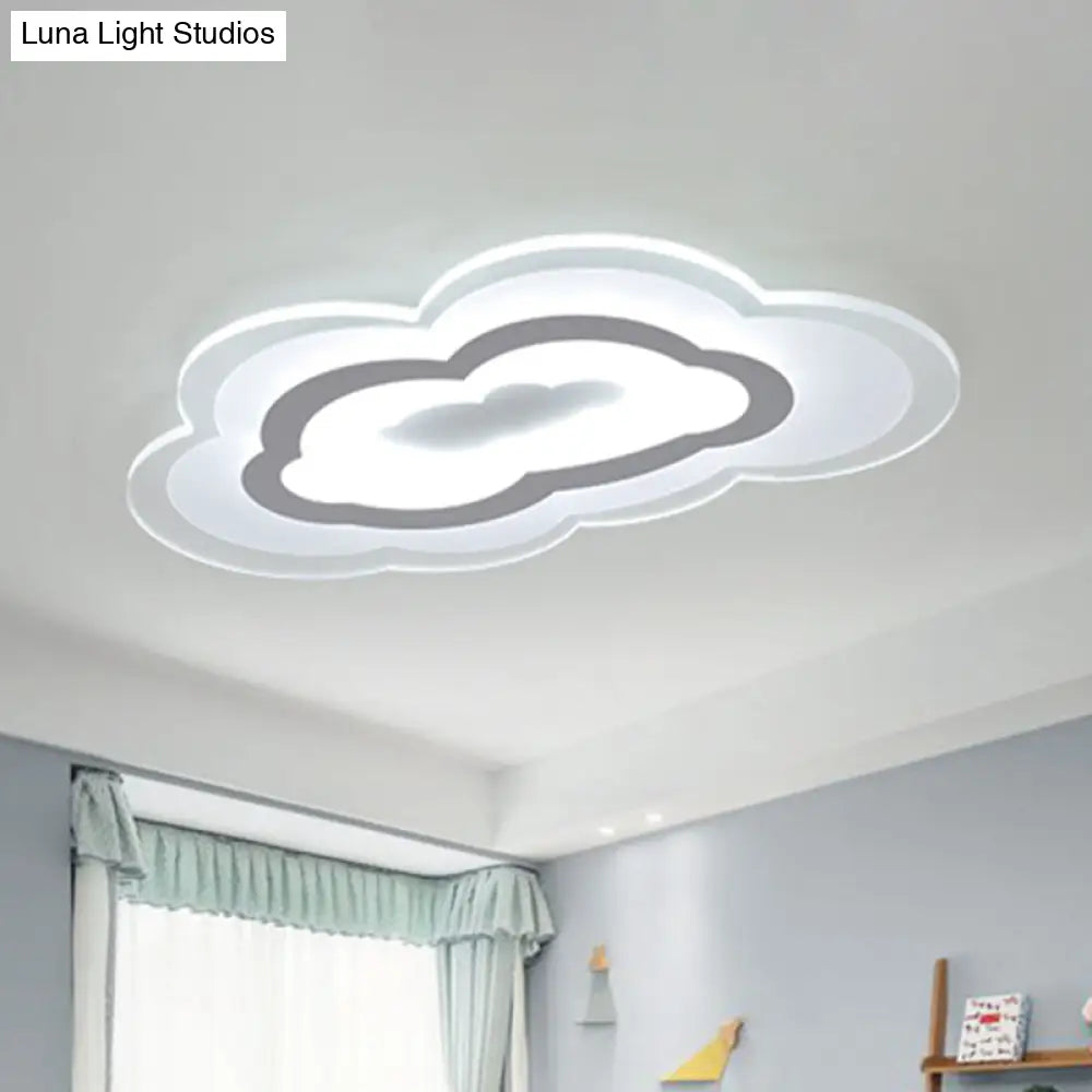 Minimalist Led Acrylic Cloud Flush-Mount Light Fixture - White Ceiling Lighting