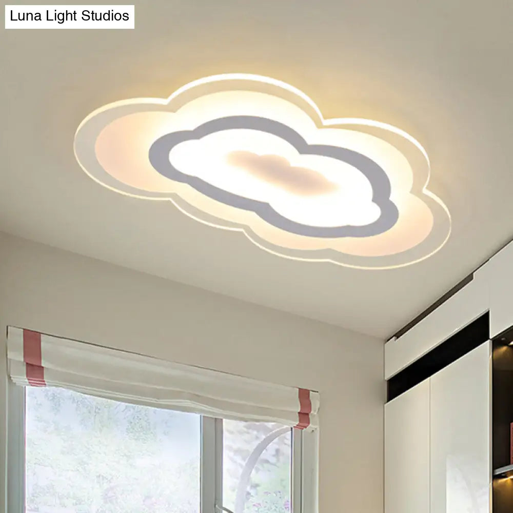 Minimalist Led Acrylic Cloud Flush-Mount Light Fixture - White Ceiling Lighting