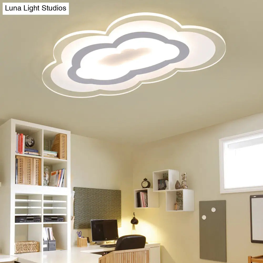 Minimalist Led Acrylic Cloud Flush-Mount Light Fixture - White Ceiling Lighting