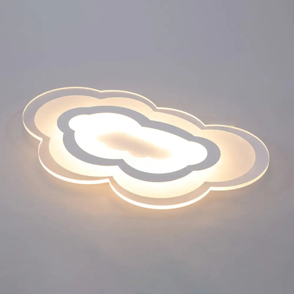 Minimalist Led Acrylic Cloud Flush-Mount Light Fixture - White Ceiling Lighting / Warm