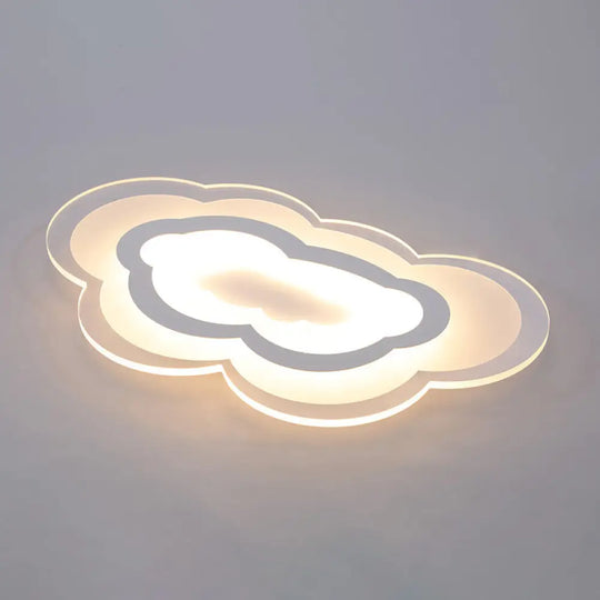 Minimalist Led Acrylic Cloud Flush-Mount Light Fixture - White Ceiling Lighting / Warm