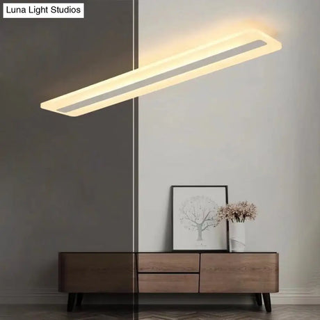 Minimalist Led Acrylic Linear Flush Mount Ceiling Light - White