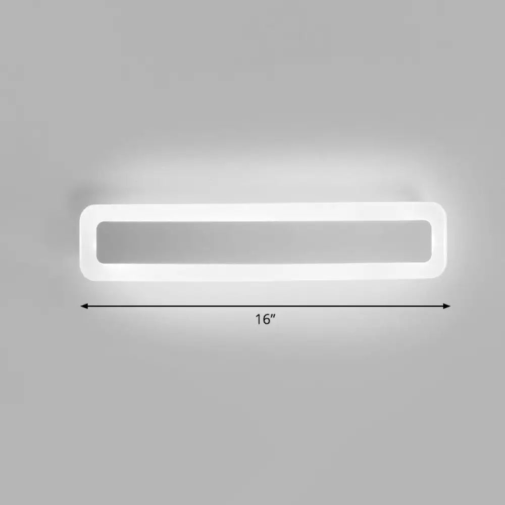 Minimalist Led Bar Vanity Light For Bathroom - White Acrylic Wall Mount / 16