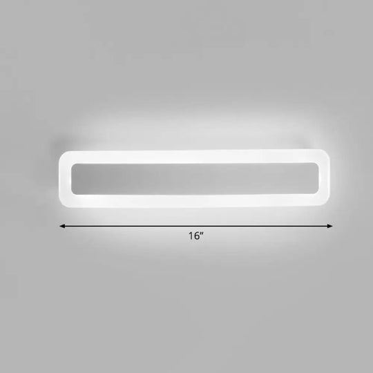 Minimalist Led Bar Vanity Light For Bathroom - White Acrylic Wall Mount / 16