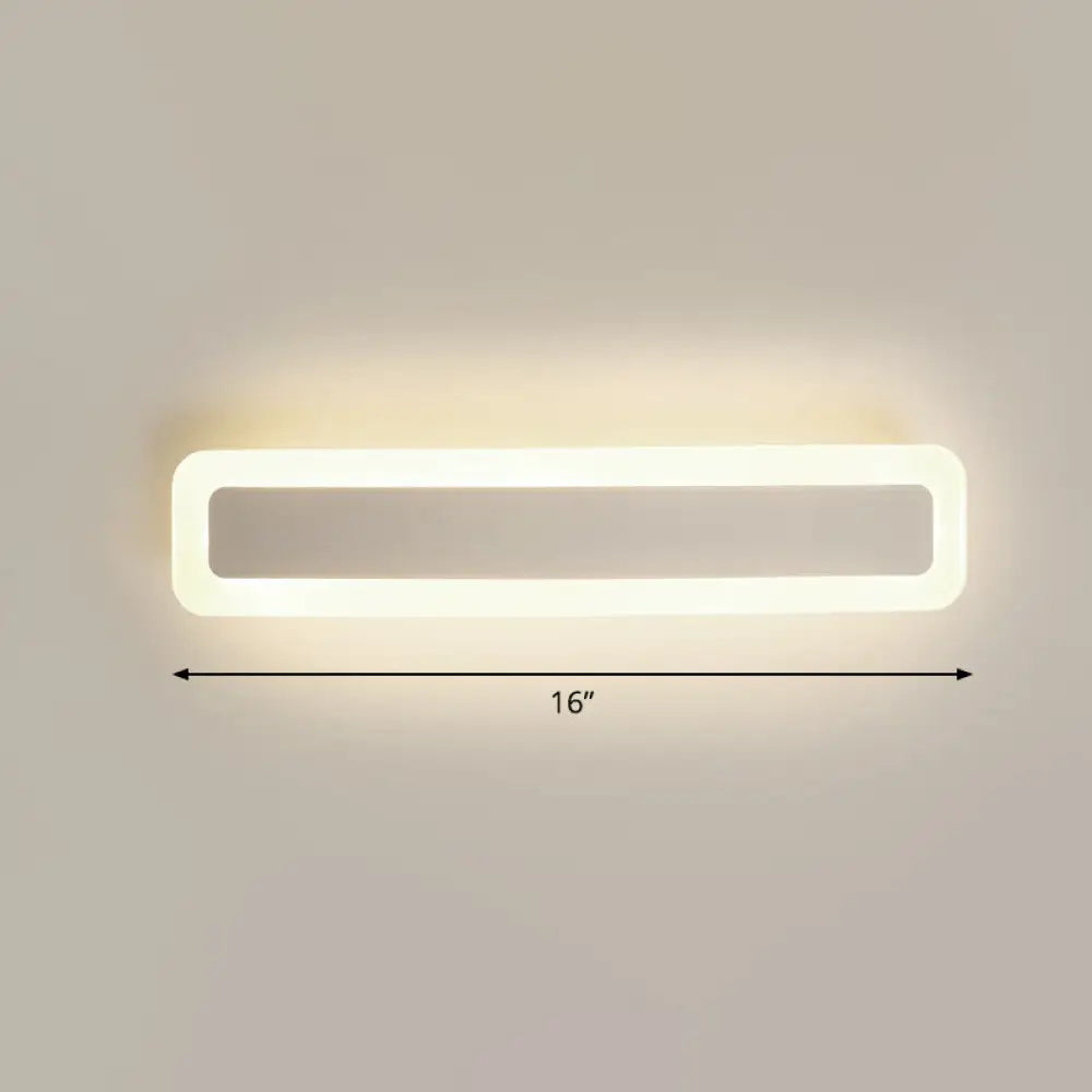 Minimalist Led Bar Vanity Light For Bathroom - White Acrylic Wall Mount / 16 Third Gear