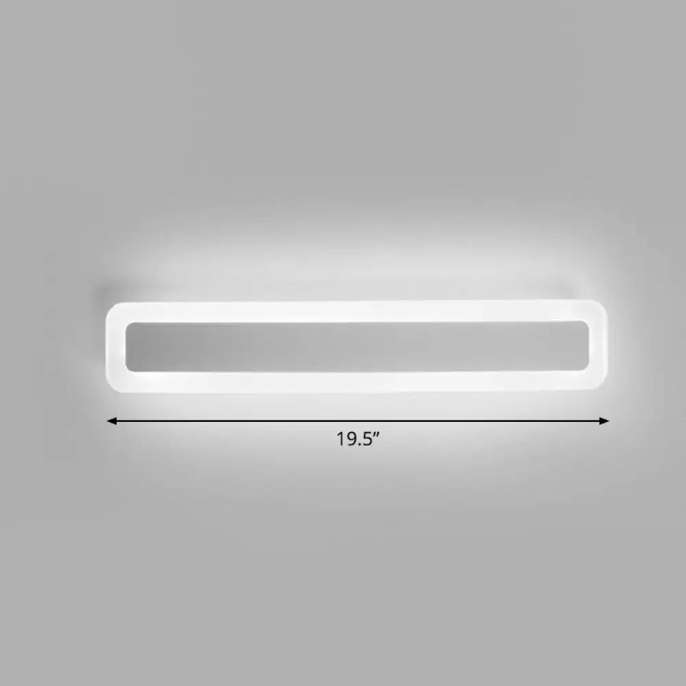 Minimalist Led Bar Vanity Light For Bathroom - White Acrylic Wall Mount / 19.5