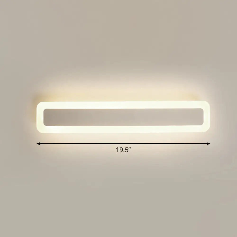 Minimalist Led Bar Vanity Light For Bathroom - White Acrylic Wall Mount / 19.5 Third Gear