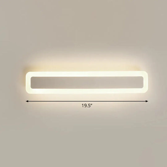 Minimalist Led Bar Vanity Light For Bathroom - White Acrylic Wall Mount / 19.5 Third Gear