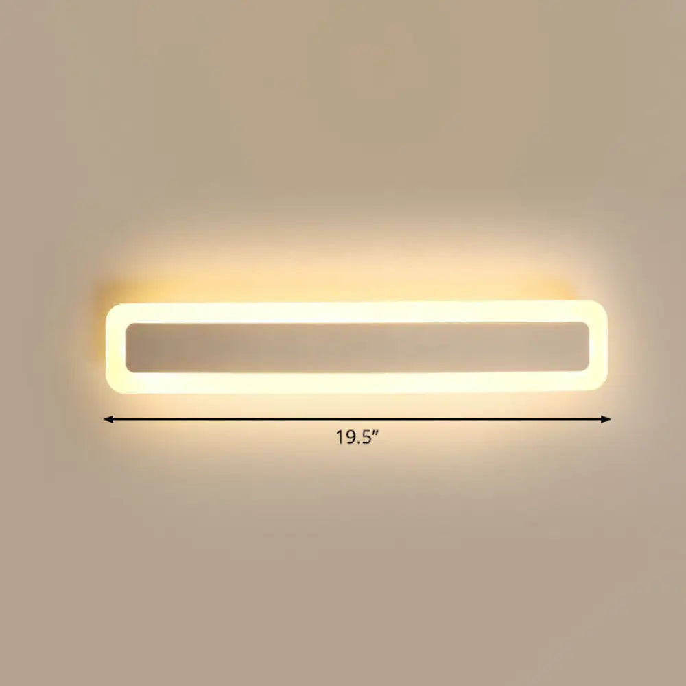 Minimalist Led Bar Vanity Light For Bathroom - White Acrylic Wall Mount / 19.5 Warm