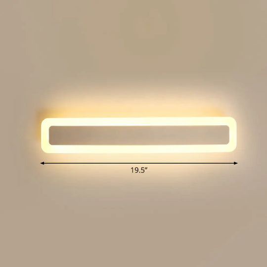 Minimalist Led Bar Vanity Light For Bathroom - White Acrylic Wall Mount / 19.5 Warm