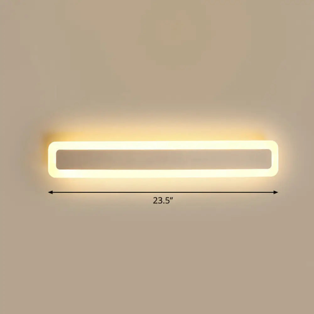 Minimalist Led Bar Vanity Light For Bathroom - White Acrylic Wall Mount / 23.5 Warm