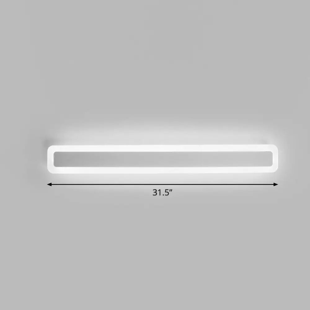Minimalist Led Bar Vanity Light For Bathroom - White Acrylic Wall Mount / 31.5