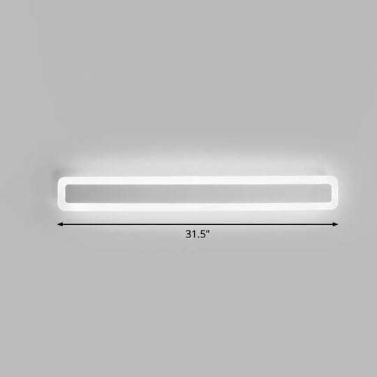 Minimalist Led Bar Vanity Light For Bathroom - White Acrylic Wall Mount / 31.5