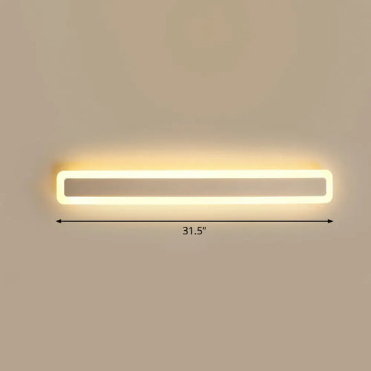 Minimalist Led Bar Vanity Light For Bathroom - White Acrylic Wall Mount / 31.5 Warm