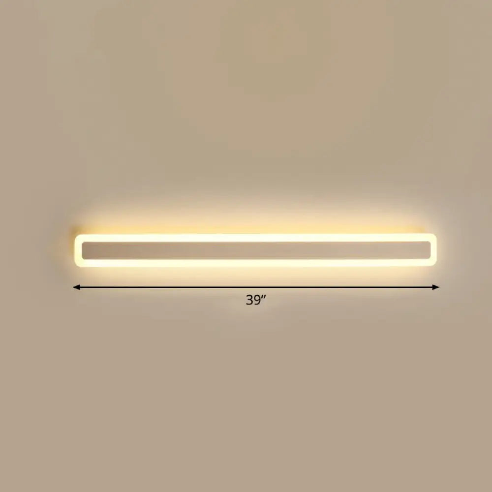 Minimalist Led Bar Vanity Light For Bathroom - White Acrylic Wall Mount / 39 Warm