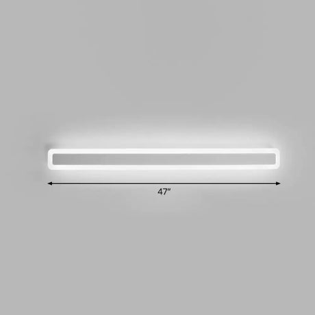 Minimalist Led Bar Vanity Light For Bathroom - White Acrylic Wall Mount / 47