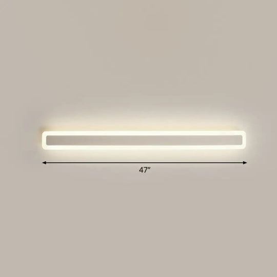 Minimalist Led Bar Vanity Light For Bathroom - White Acrylic Wall Mount / 47 Third Gear