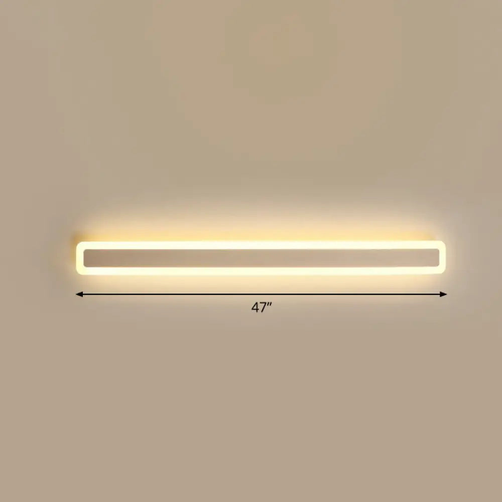 Minimalist Led Bar Vanity Light For Bathroom - White Acrylic Wall Mount / 47 Warm