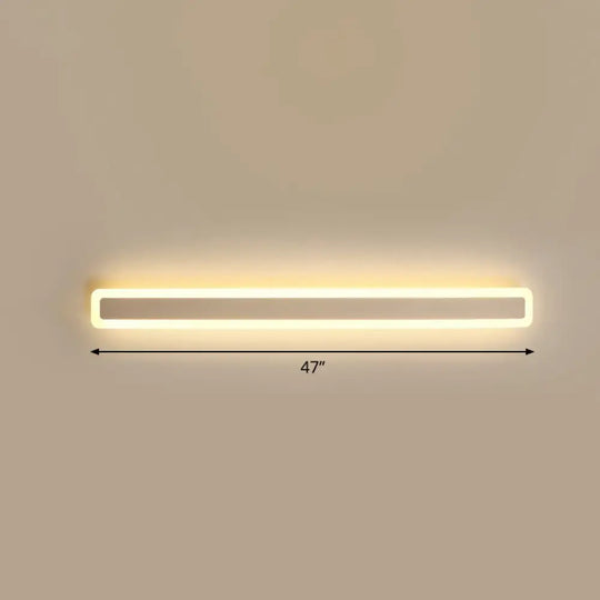 Minimalist Led Bar Vanity Light For Bathroom - White Acrylic Wall Mount / 47 Warm