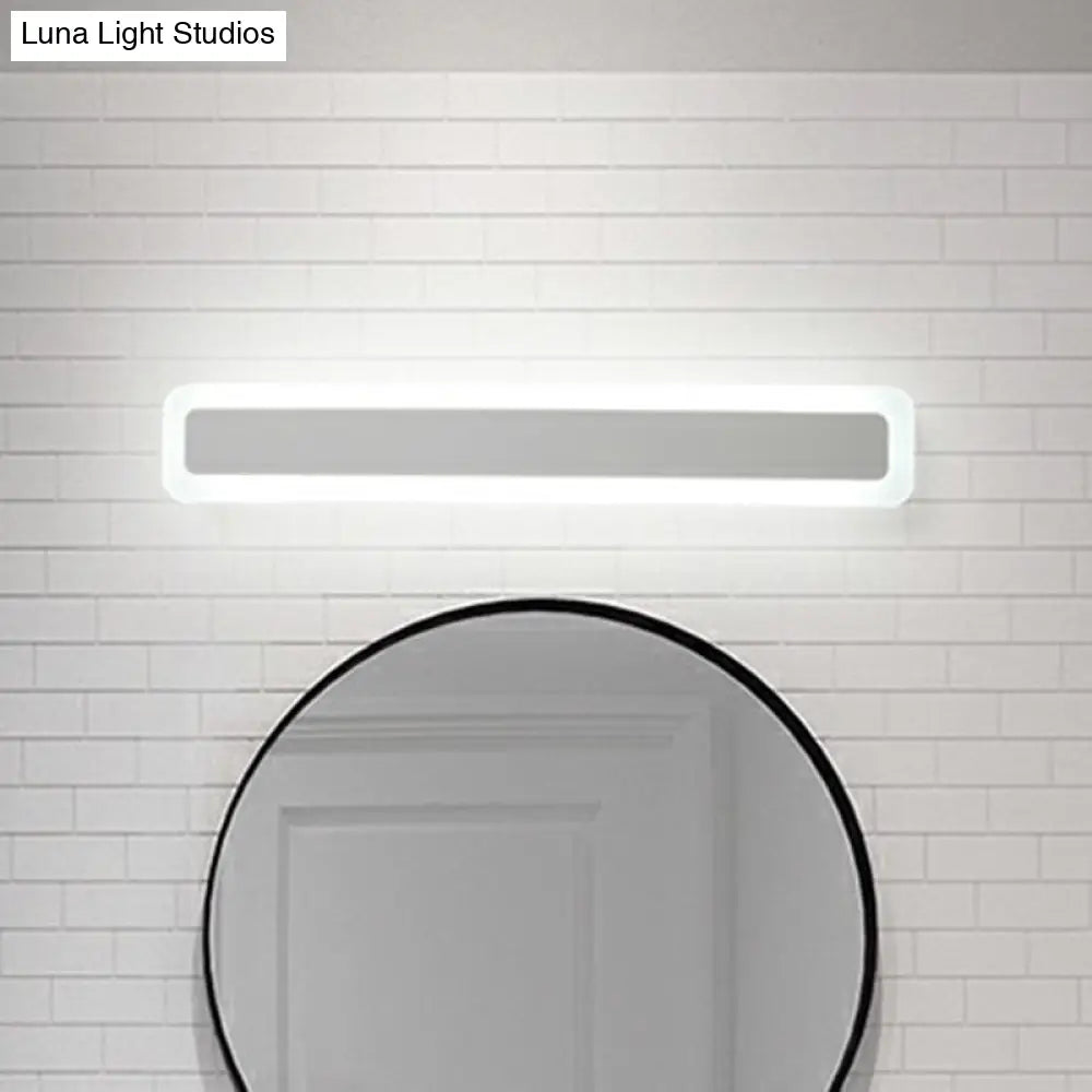 Minimalist Led Bar Vanity Light For Bathroom - White Acrylic Wall Mount
