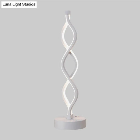 Minimalist Led Bedside Lamp With Spiral Acrylic Shade - Warm/White Light