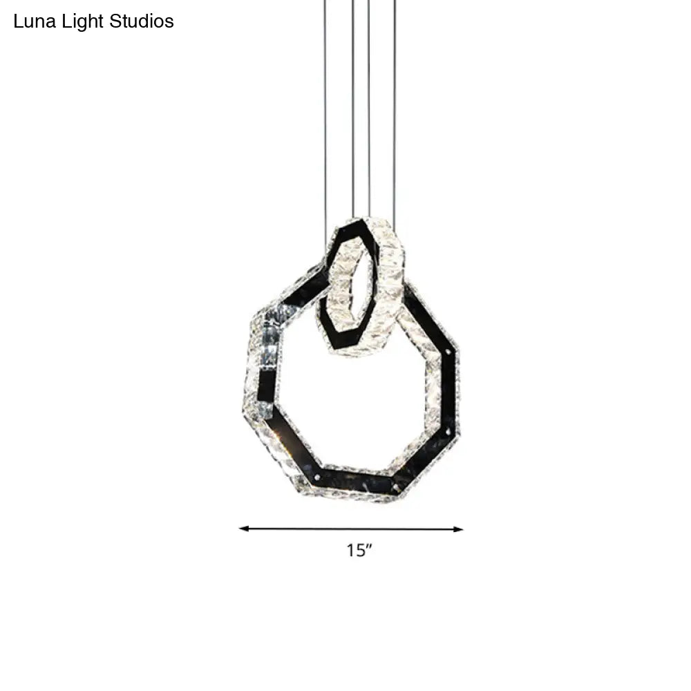 Minimalist Led Black Crystal Chandelier Pendant Light Fixture