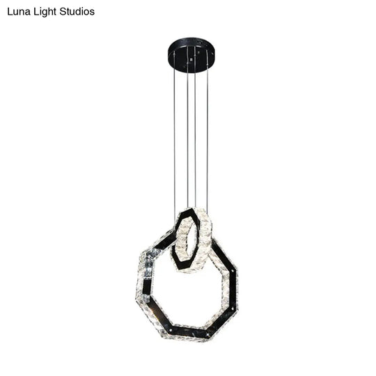 Minimalist Led Black Crystal Chandelier Pendant Light Fixture