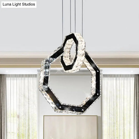 Minimalist Led Black Crystal Chandelier Pendant Light Fixture