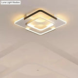 Minimalist Led Ceiling Flush Mount Light With Acrylic Shade In Black & White Warm/White/3 Color