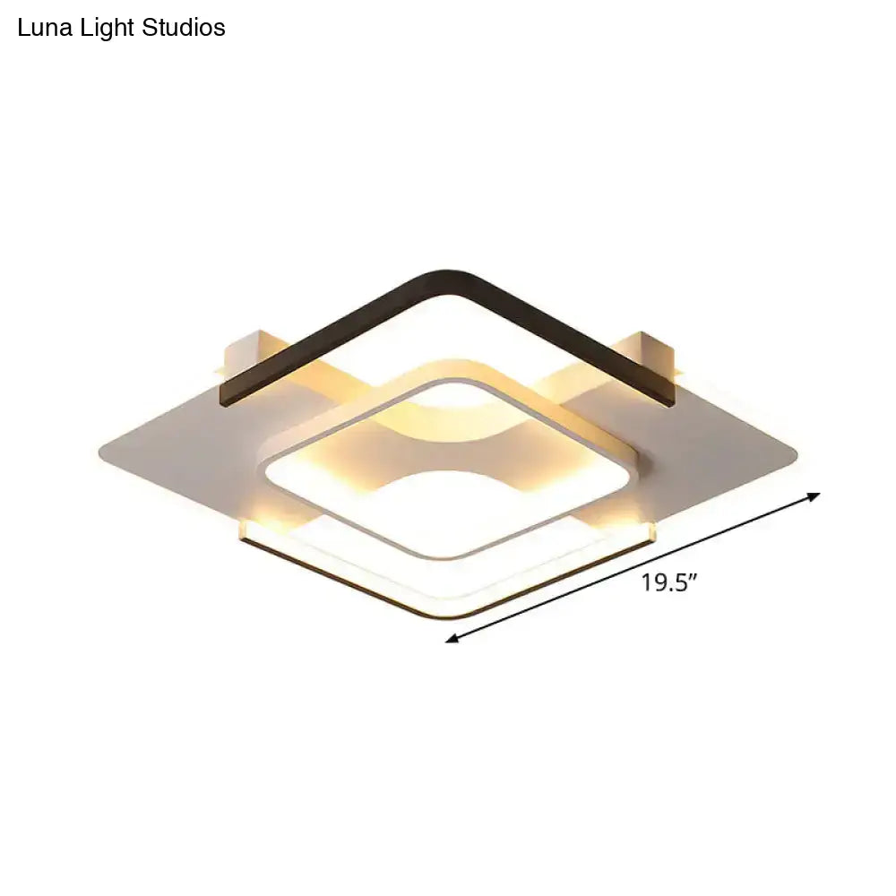 Minimalist Led Ceiling Flush Mount Light With Acrylic Shade In Black & White Warm/White/3 Color