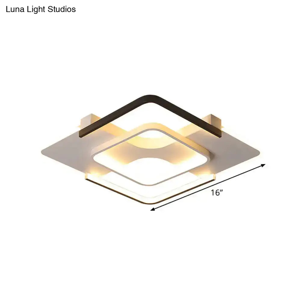 Minimalist Led Ceiling Flush Mount Light With Acrylic Shade In Black & White Warm/White/3 Color