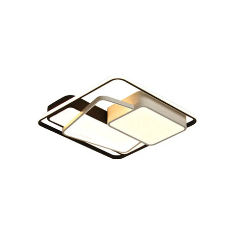 Minimalist Led Ceiling Lamp In Black Geometric Design With Acrylic Shade - Warm/White Light 18/21.5