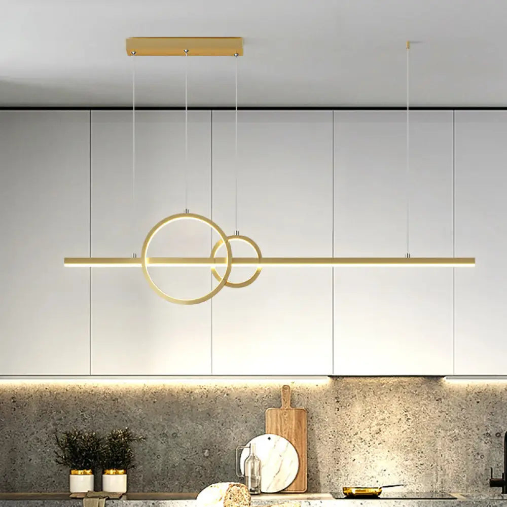 Minimalist Led Ceiling Light For Kitchen Island - Linear And Ring Design