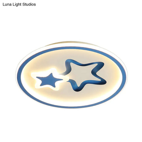 Minimalist Led Ceiling Light - White/Blue Star Flush Mount For Living Room