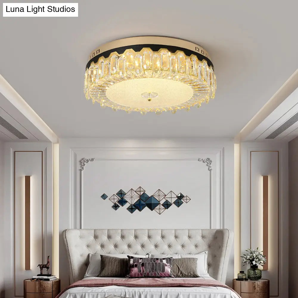 Minimalist Led Ceiling Light With Crystal Shade - Clear Flush Mount For Bedrooms