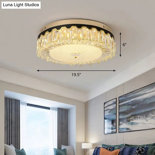 Minimalist Led Ceiling Light With Crystal Shade - Clear Flush Mount For Bedrooms / Rhombus