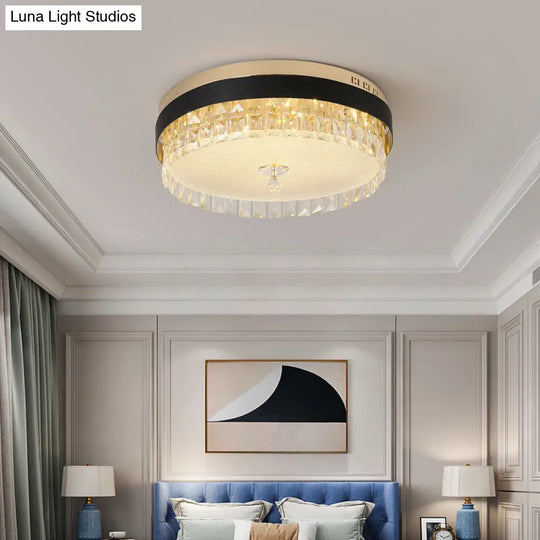 Minimalist Led Ceiling Light With Crystal Shade - Clear Flush Mount For Bedrooms