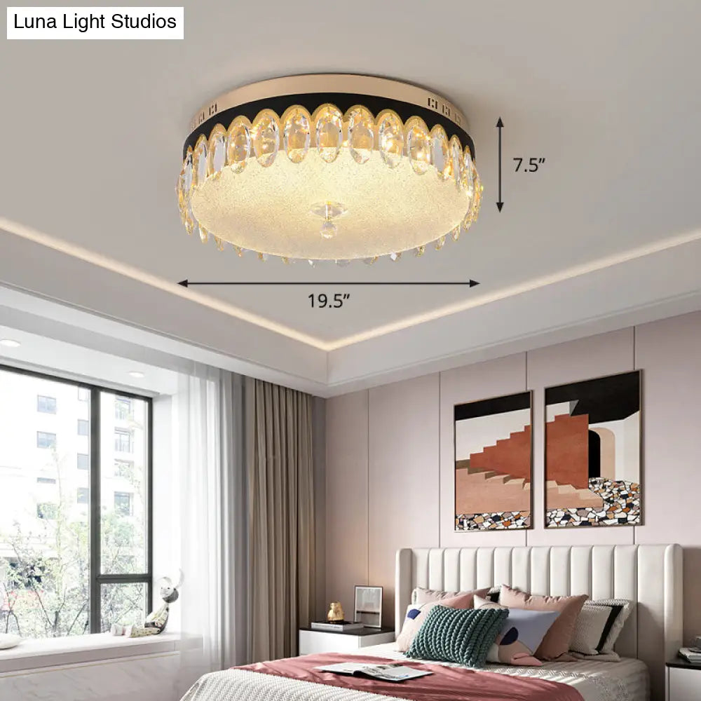 Minimalist Led Ceiling Light With Crystal Shade - Clear Flush Mount For Bedrooms / Oval