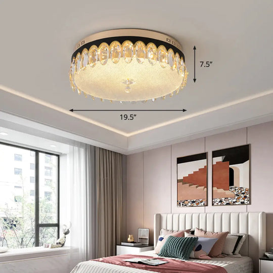 Minimalist Led Ceiling Light With Crystal Shade - Clear Flush Mount For Bedrooms / Oval