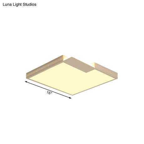 Minimalist Led Ceiling Lighting: Square Acrylic Flush Mount White 16’/19.5’ Width Warm/White Light