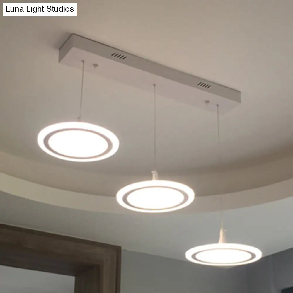 Minimalist Led Circles Suspension Pendant - Multi-Light Acrylic Stairs Diner Lighting In White