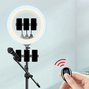Minimalist Led Circular Vanity Lighting With Mobile Phone Holder - Black Fill Light / Usb A