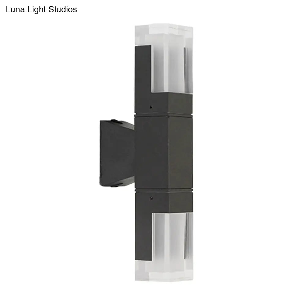 Minimalist Led Courtyard Wall Lamp In Black With Warm/White Light And Acrylic 1/2 Head Sconce