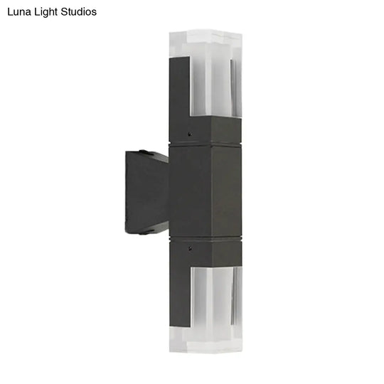 Minimalist Led Courtyard Wall Lamp In Black With Warm/White Light And Acrylic 1/2 Head Sconce