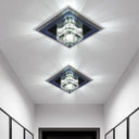 Minimalist Led Crystal Cube Ceiling Light - Compact Flush Mount For Corridors Clear