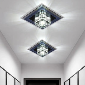 Minimalist Led Crystal Cube Ceiling Light - Compact Flush Mount For Corridors Clear