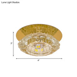 Minimalist Led Crystal Flush Light Fixture For Corridors - Flower Clear Faceted Ceiling Lamp